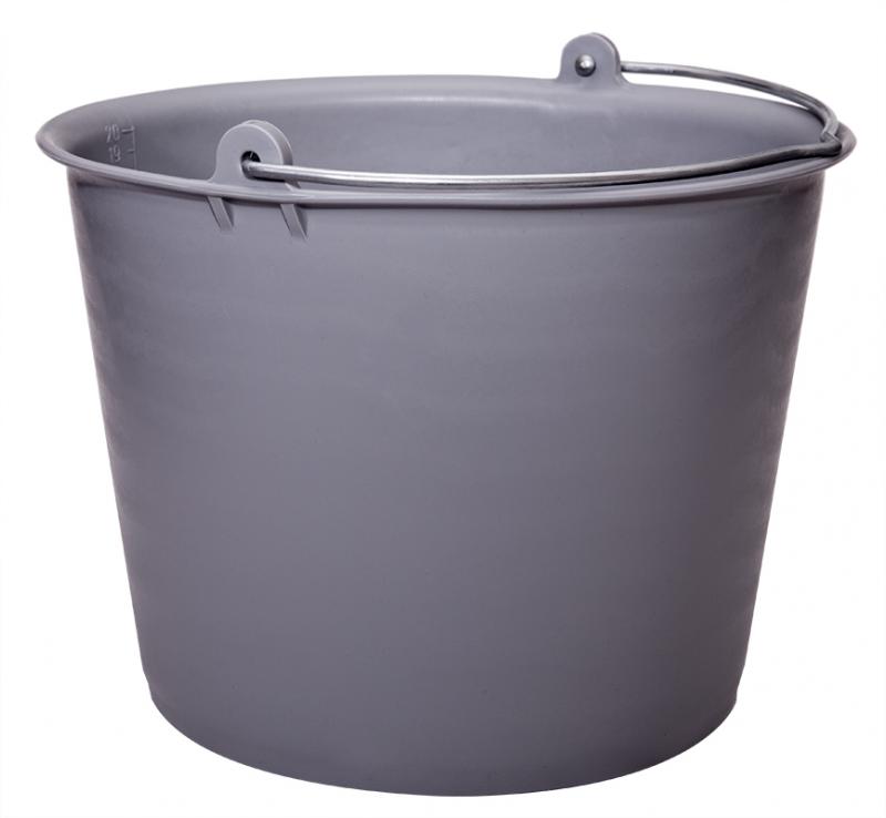 Kbelík 20 litrů šedý s galvanizovaným držadlem