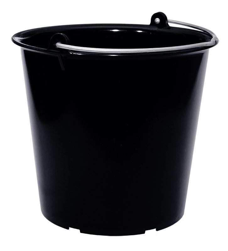 Kbelík 12 litrů černý s galvanizovaným držadlem